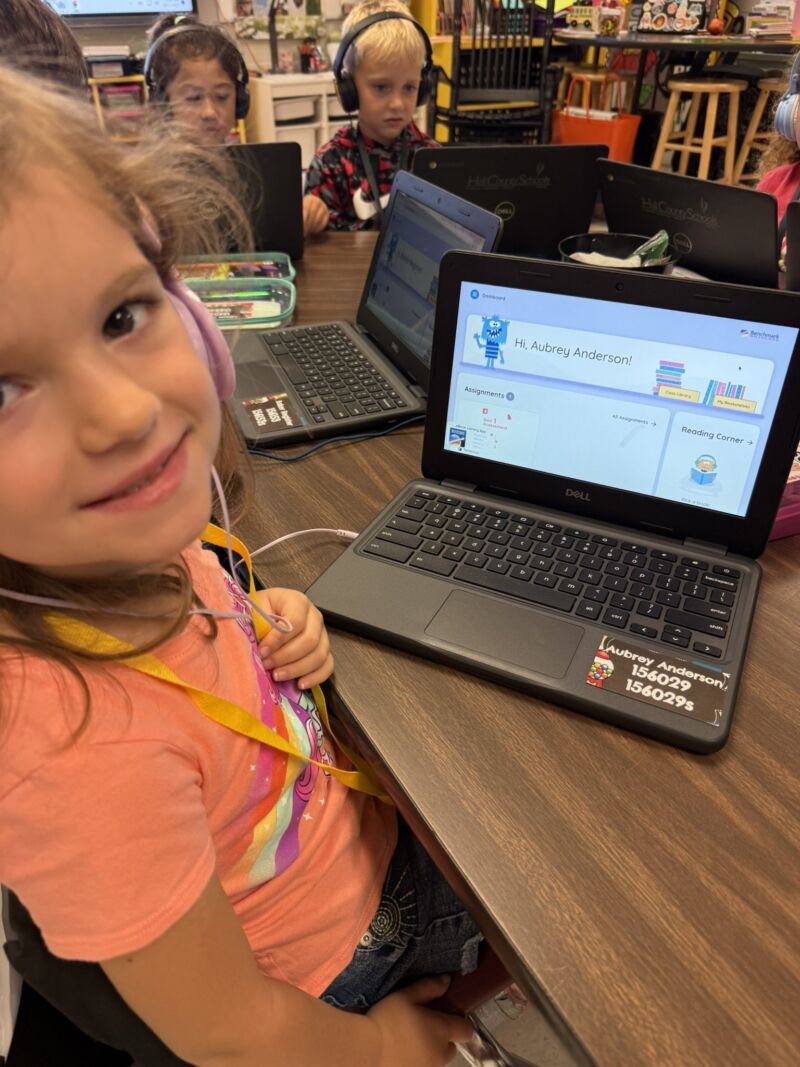 Image for the Tweet beginning: Learning with Benchmark! 📖#mrssmatherskindergarten @Hall_Schools